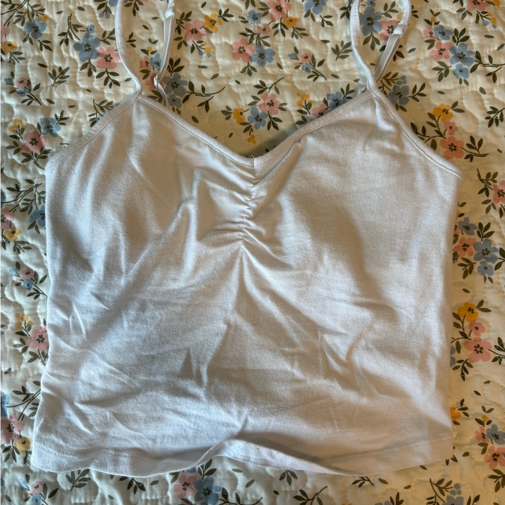 SO White Ruched Crop Camisole